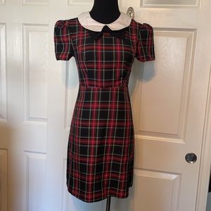 ATMOSPHERE Plaid dress with collar & bow sz 10 jrs
